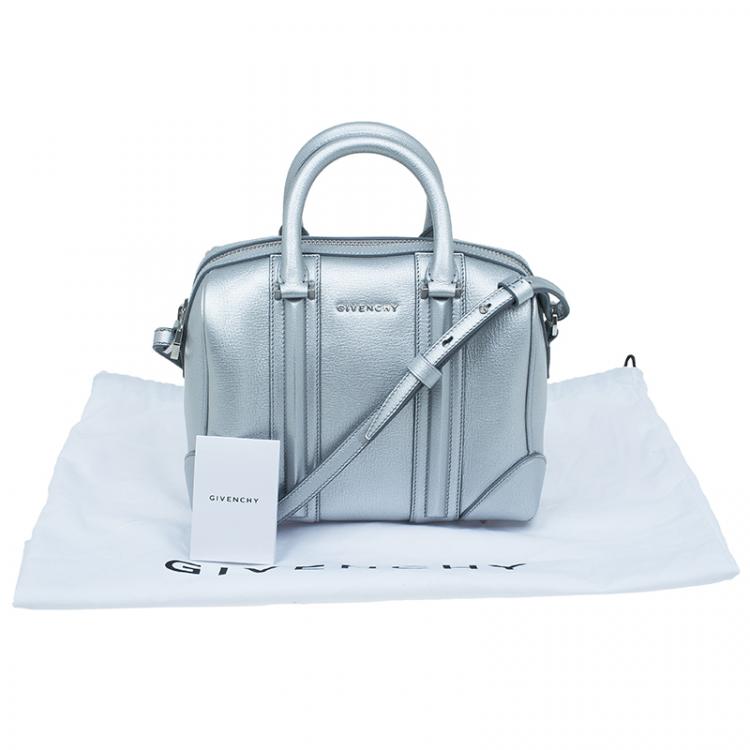 Pre Owned Givenchy Silver Leather Mini Lucrezia Duffel Bag