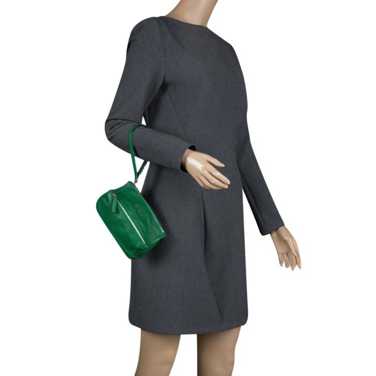 Pre Owned Givenchy Green Leather Pandora Wristlet Clutch