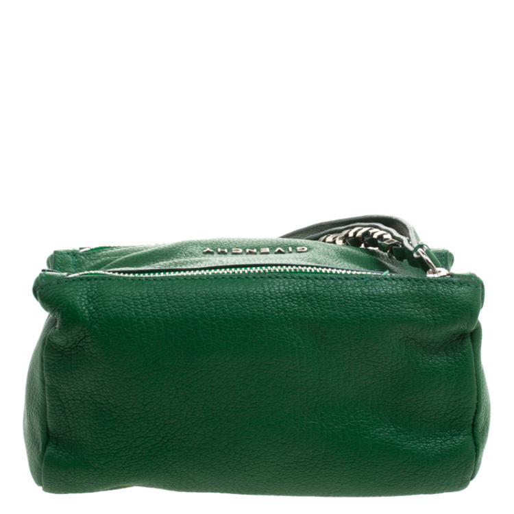 Pre Owned Givenchy Green Leather Pandora Wristlet Clutch