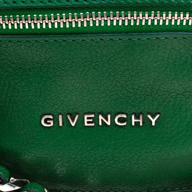 Pre Owned Givenchy Green Leather Pandora Wristlet Clutch