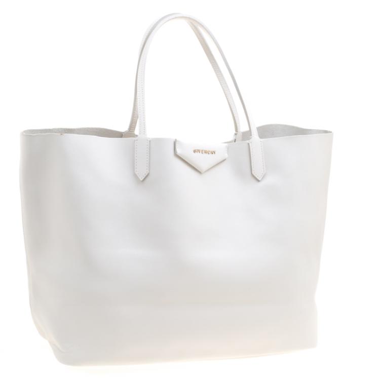 Pre Owned Givenchy Off White Leather Large Antigona Shopping Tote