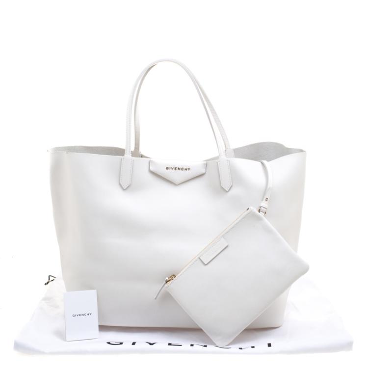 Pre Owned Givenchy Off White Leather Large Antigona Shopping Tote