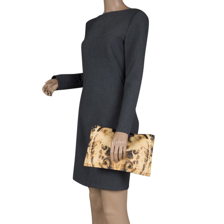 Pre Owned Givenchy Yellow/Black Flames Print Antigona Zip Pouch 