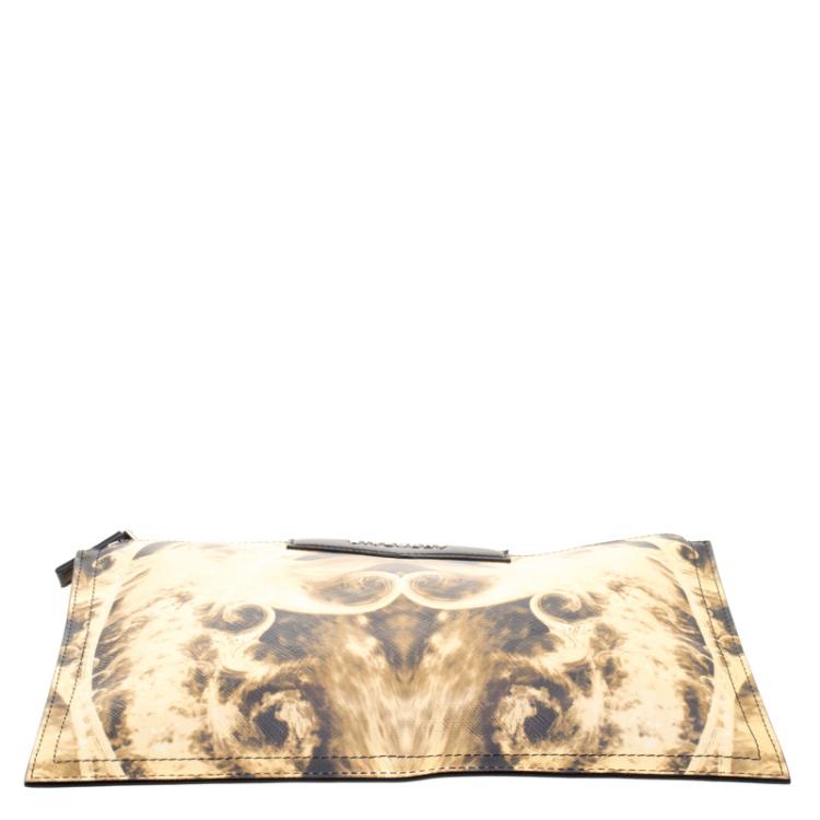 Pre Owned Givenchy Yellow/Black Flames Print Antigona Zip Pouch 