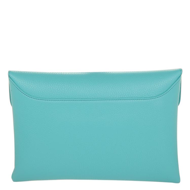 Pre Owned Givenchy Submarine Blue Grained Goatskin Leather Antigona Envelope Clutch