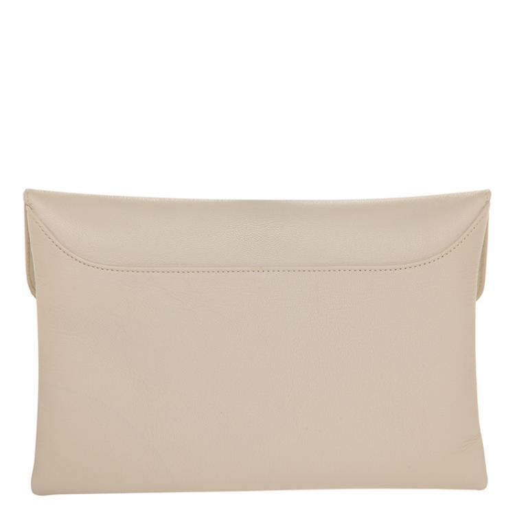 Pre Owned Givenchy Beige Grained Goatskin Leather Antigona Envelope Clutch