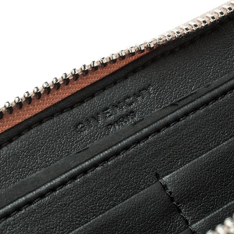 Pre Owned Givenchy Light Beige Leather Iconic Print Zip Around Wallet