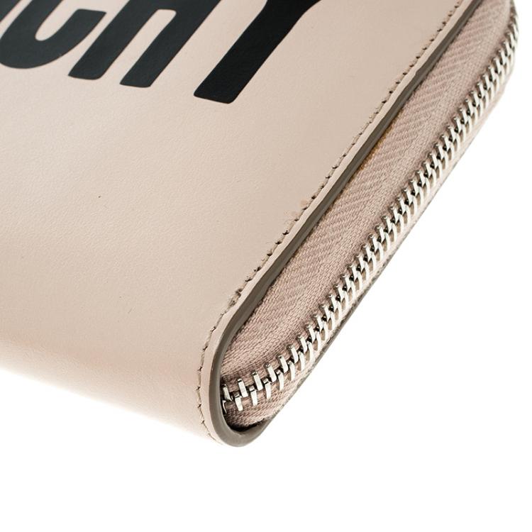 Pre Owned Givenchy Light Beige Leather Iconic Print Zip Around Wallet