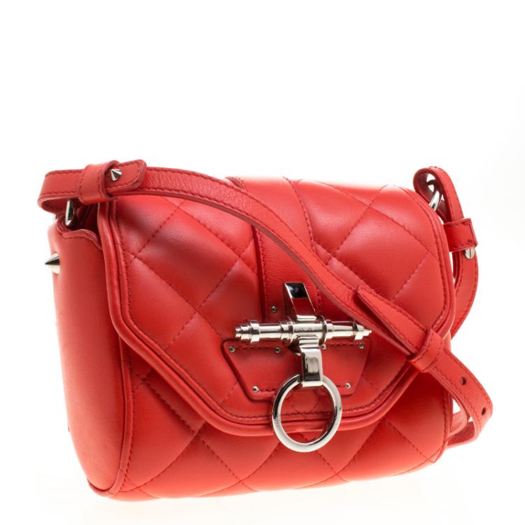 Pre Owned Givenchy Red Quilted Leather Small Obsedia Crossbody Bag