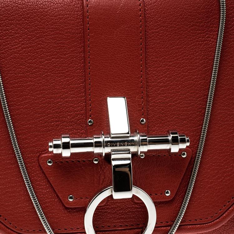 Pre Owned Givenchy Red Leather Obsedia Chain Clutch