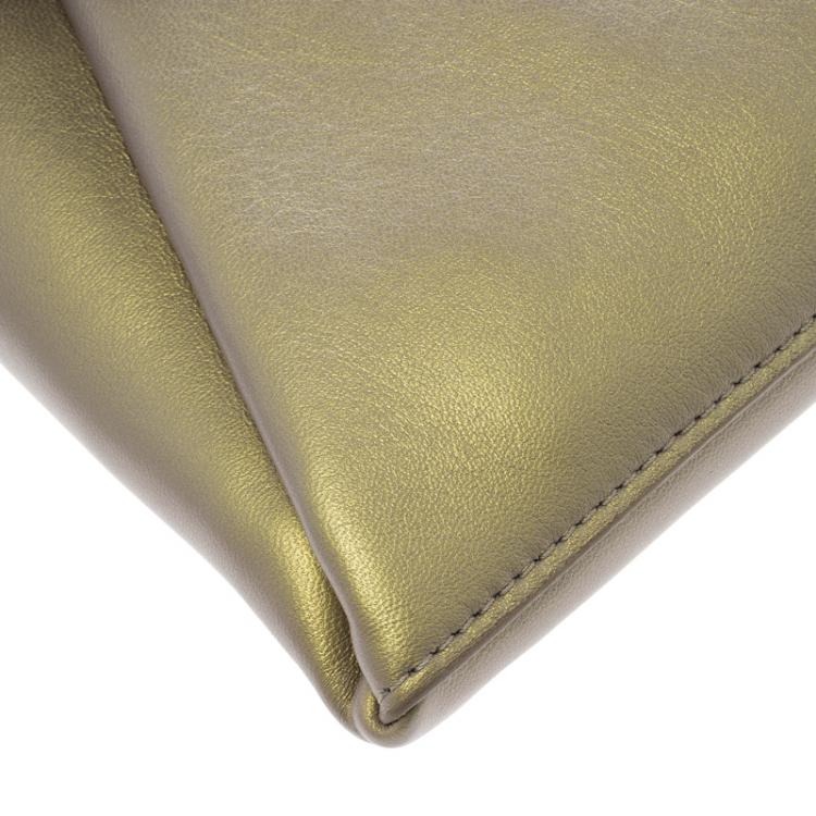 Pre Owned Givenchy Gold Leather Medium Envelope Antigona Clutch