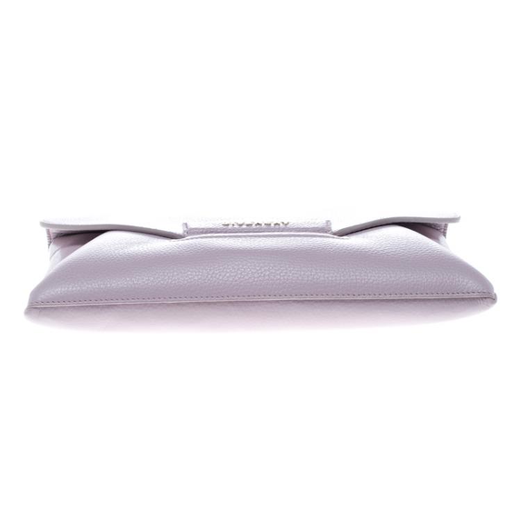 Pre Owned Givenchy Lilac Leather Medium Envelope Antigona Clutch