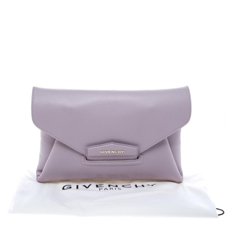 Pre Owned Givenchy Lilac Leather Medium Envelope Antigona Clutch