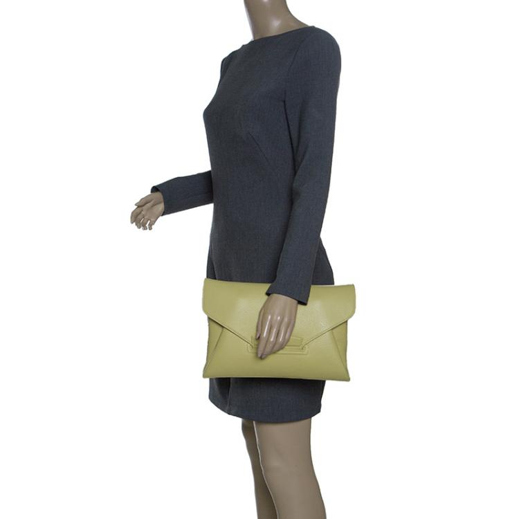 Pre Owned Givenchy Lemon Yellow Leather Medium Envelope Antigona Clutch