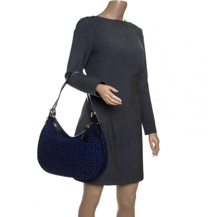 Pre Owned Givenchy Blue Signature Canvas Hobo