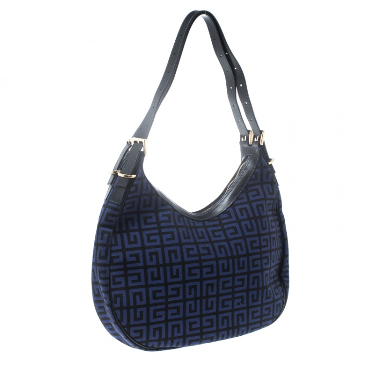 Pre Owned Givenchy Blue Signature Canvas Hobo