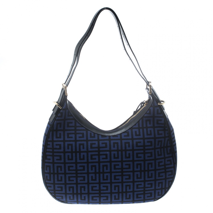 Pre Owned Givenchy Blue Signature Canvas Hobo