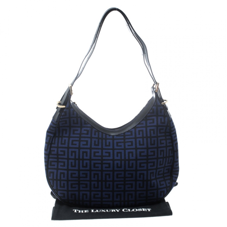 Pre Owned Givenchy Blue Signature Canvas Hobo