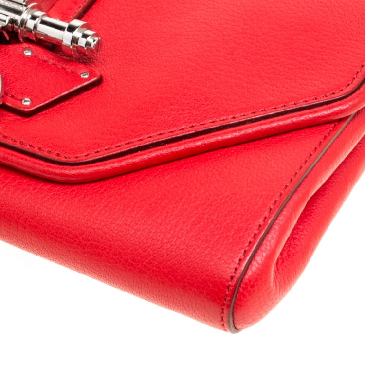 Pre Owned Givenchy Red Leather Obsedia Chain Clutch