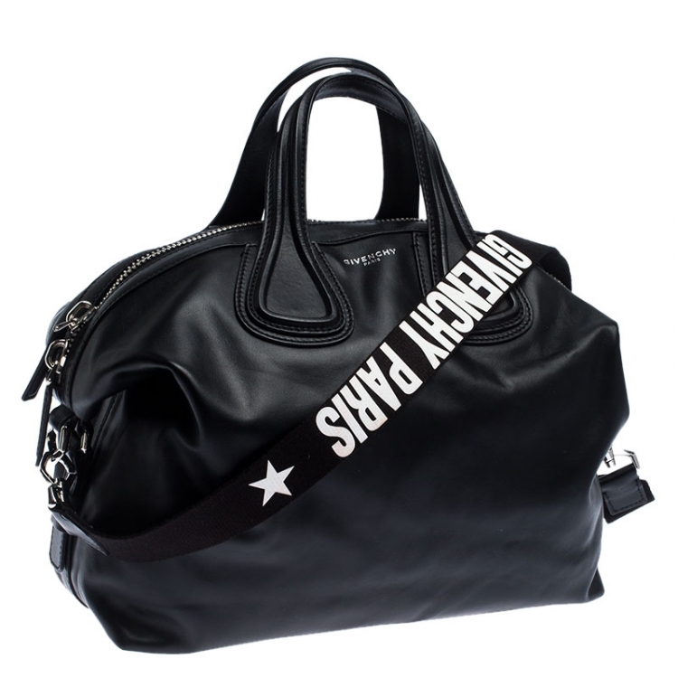Pre Owned Givenchy Black Calfskin Leather Medium Nightingale Satchel