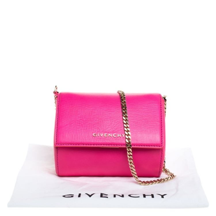 مملوكة مسبقًا Givenchy Hot Pink Leather Micro Pandora Box Chain Bag