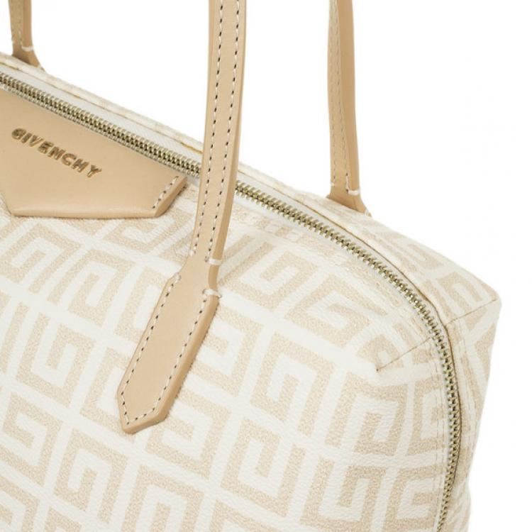 Pre Owned Givenchy Beige and White Monogram Shoulder Bag