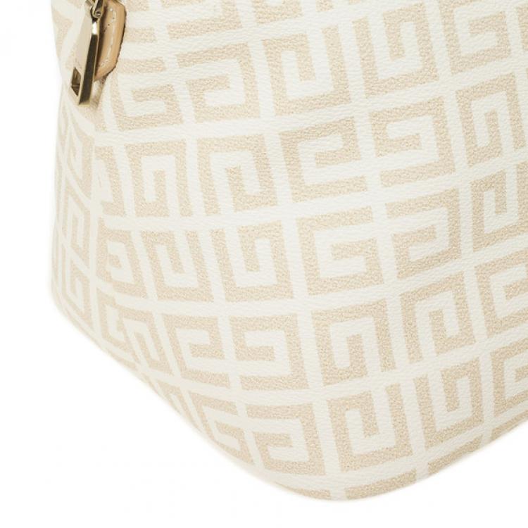 Pre Owned Givenchy Beige and White Monogram Shoulder Bag