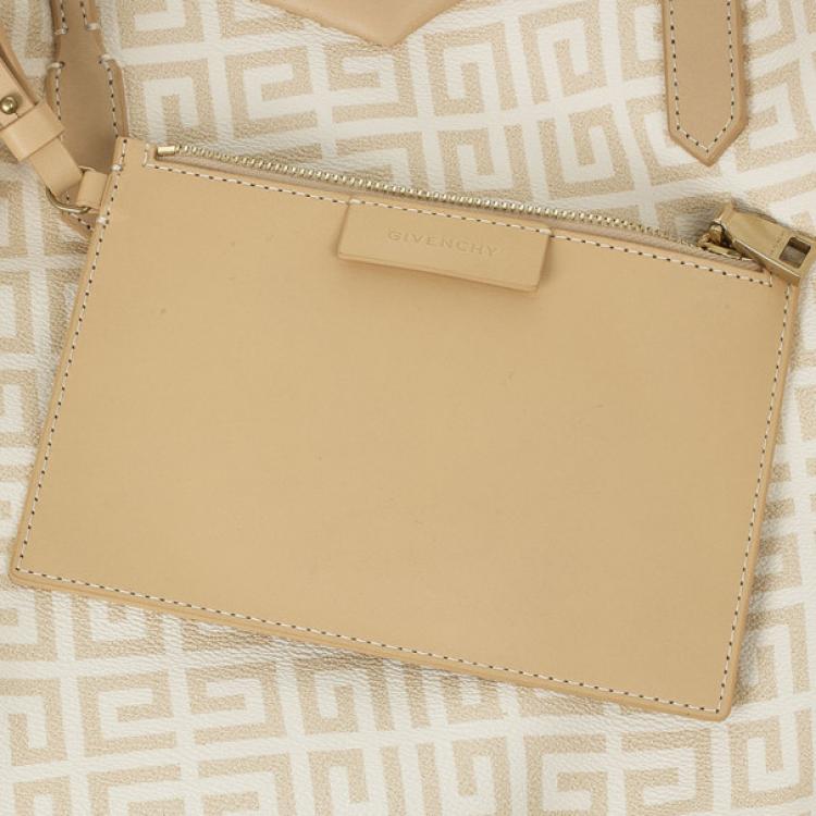 Pre Owned Givenchy Beige and White Monogram Shoulder Bag