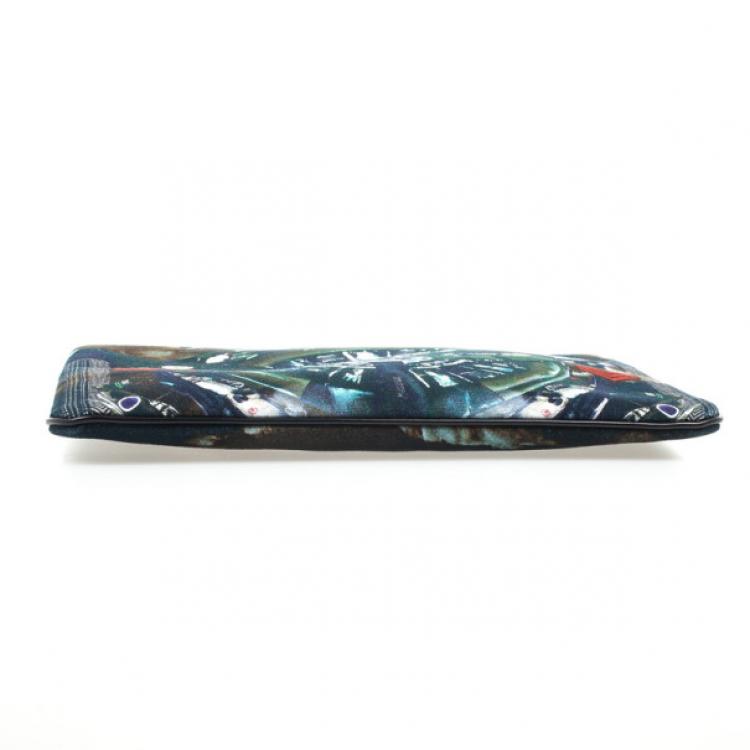 Pre Owned Givenchy Fighter Plane and Stars-Print Canvas Clutch