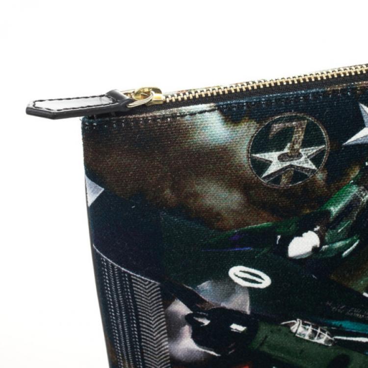 Pre Owned Givenchy Fighter Plane and Stars-Print Canvas Clutch
