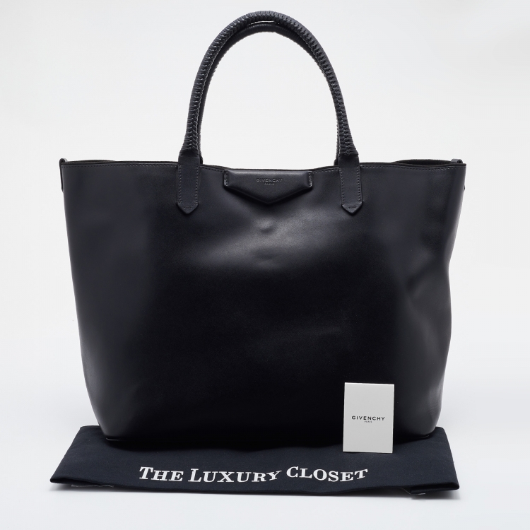 Pre Owned Givenchy Black Leather Antigona Whipstitch Handle Tote 