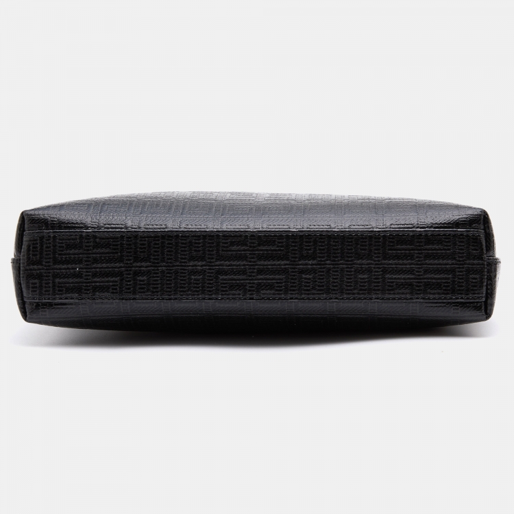 Pre Owned Givenchy Black Monogram Coated Canvas 4G Large Zip Pouch
