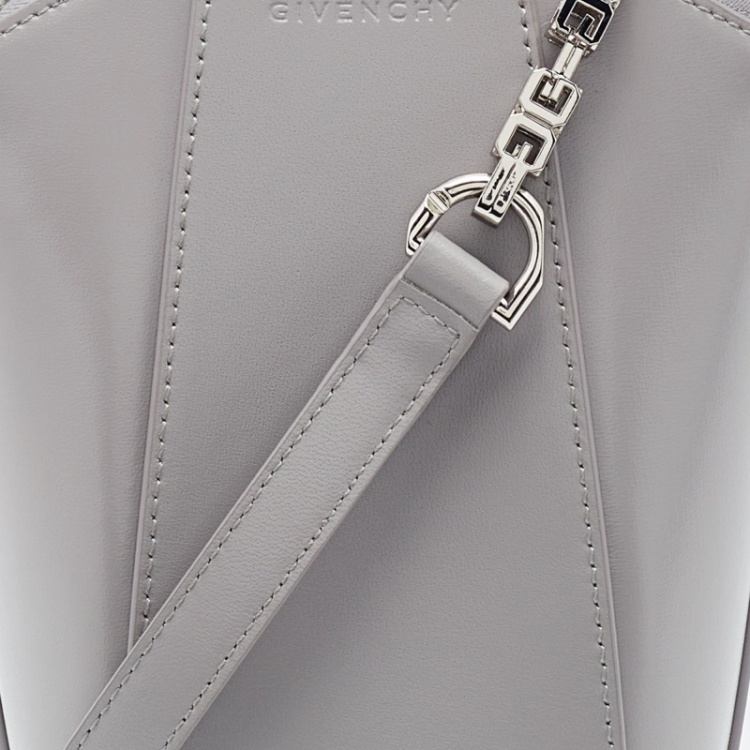 Pre Owned Givenchy Grey Leather Mini Antigona Vertical Crossbody Bag