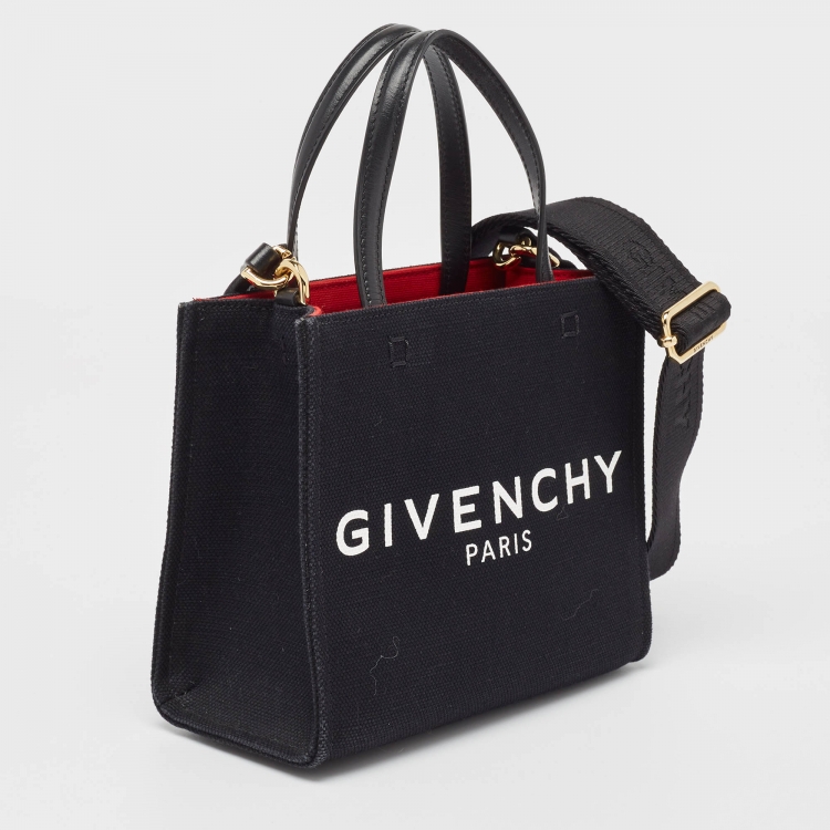 Pre Owned Givenchy Black Canvas and Leather Mini G Tote