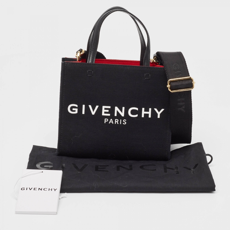 Pre Owned Givenchy Black Canvas and Leather Mini G Tote