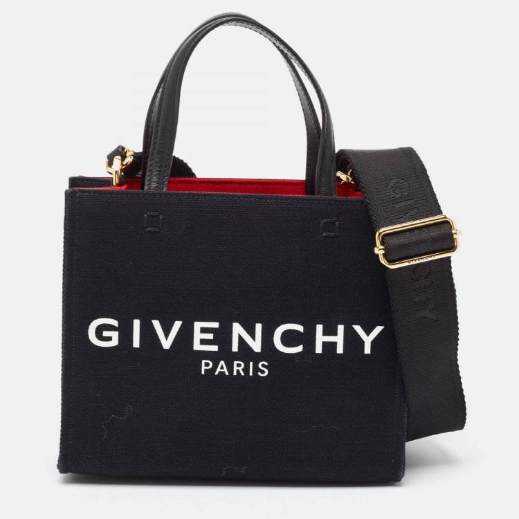 Pre Owned Givenchy Black Canvas and Leather Mini G Tote