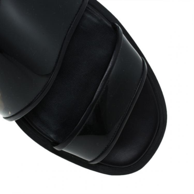 Pre Owned Givenchy Black PVC Embellished Heel Sandals Size 37.5