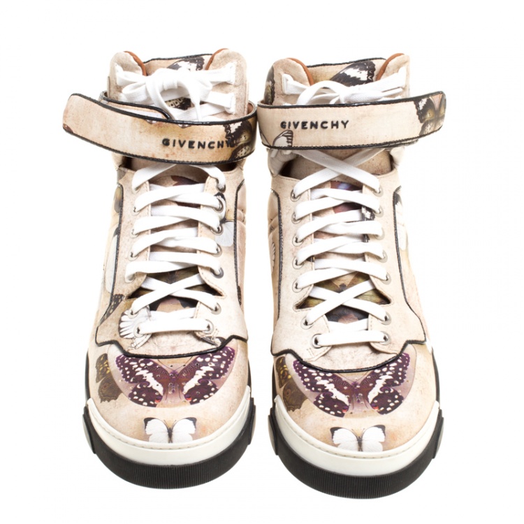 Pre Owned Givenchy Multicolor Butterfly Print Leather Tyson High Top Sneakers Size 40.5