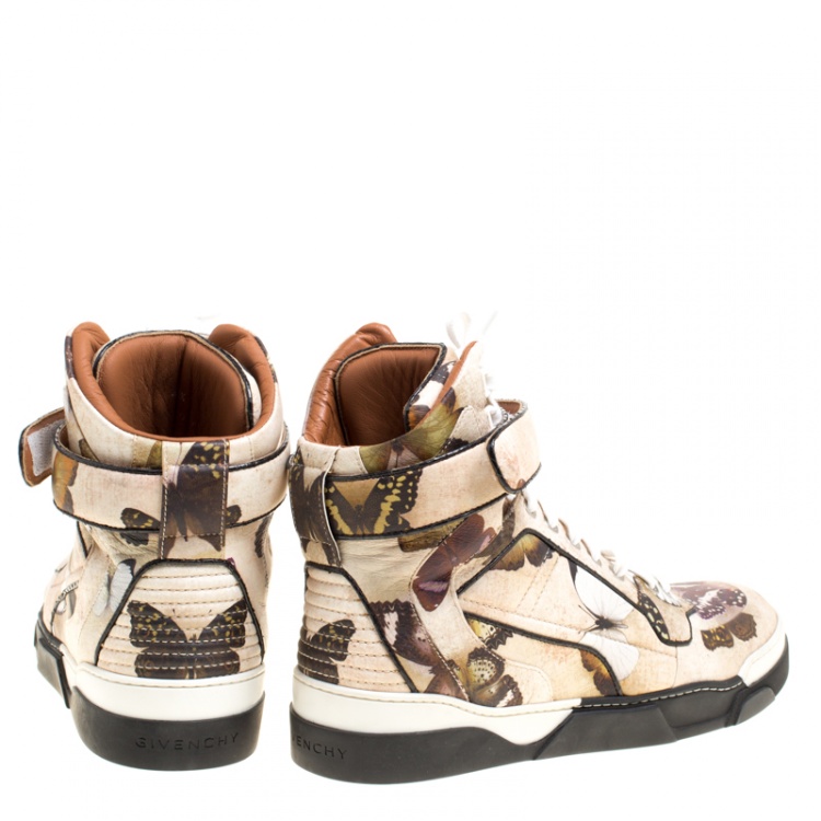 Pre Owned Givenchy Multicolor Butterfly Print Leather Tyson High Top Sneakers Size 40.5