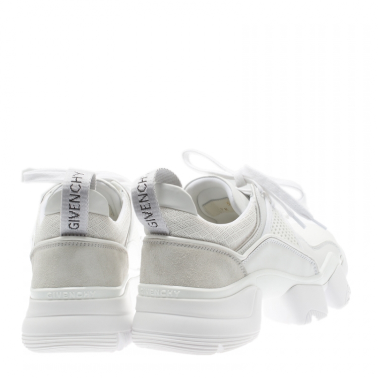 Pre Owned Givenchy White Leather And Neoprene Fabric Jaw Low Sneakers Size 37