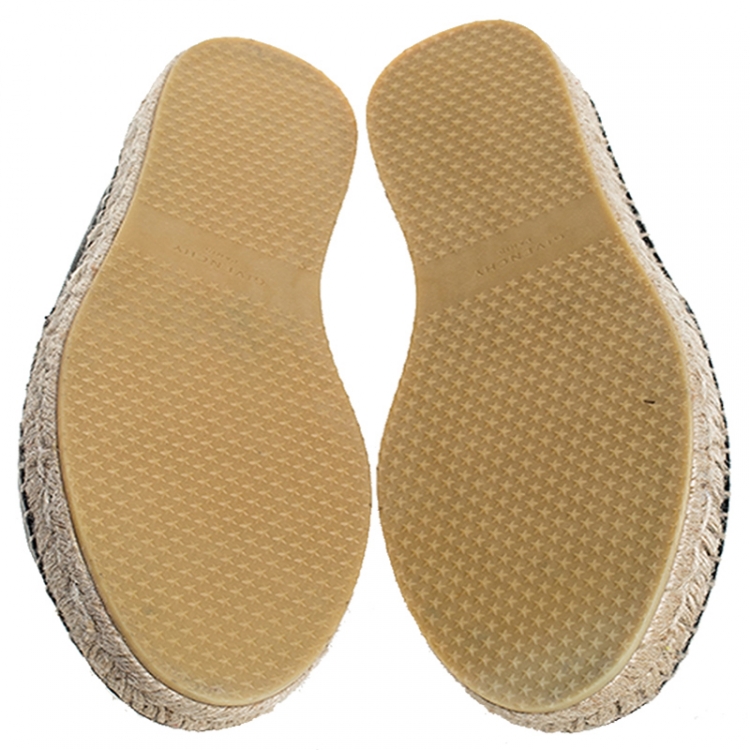 Pre Owned Givenchy Black Leather Star Espadrille Flats Size 40