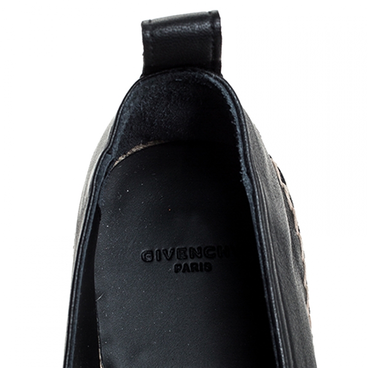 Pre Owned Givenchy Black Leather Star Espadrille Flats Size 40