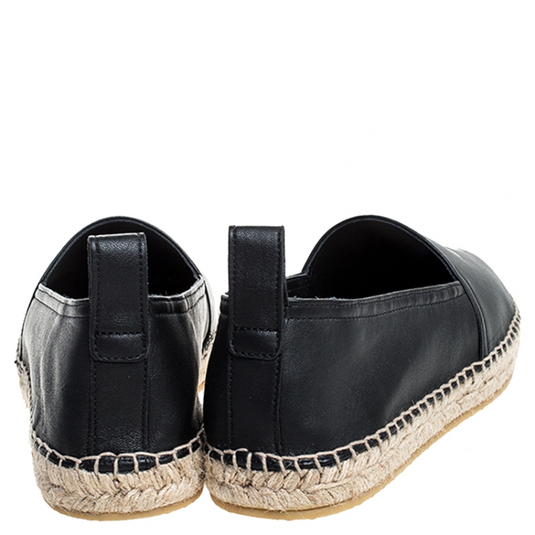 Pre Owned Givenchy Black Leather Star Espadrille Flats Size 40