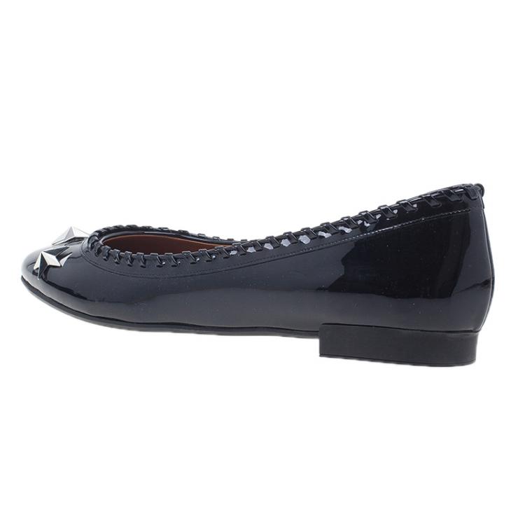 Pre Owned Givenchy Black Star Studded Whipstitch Leather Ballet Flats Size 39.5