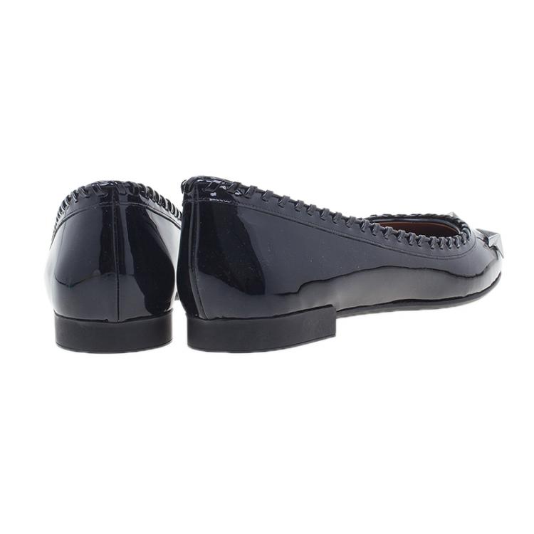Pre Owned Givenchy Black Star Studded Whipstitch Leather Ballet Flats Size 39.5