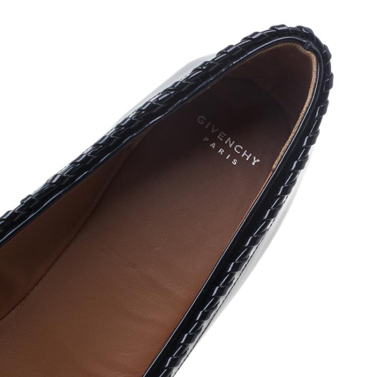 Pre Owned Givenchy Black Star Studded Whipstitch Leather Ballet Flats Size 39.5