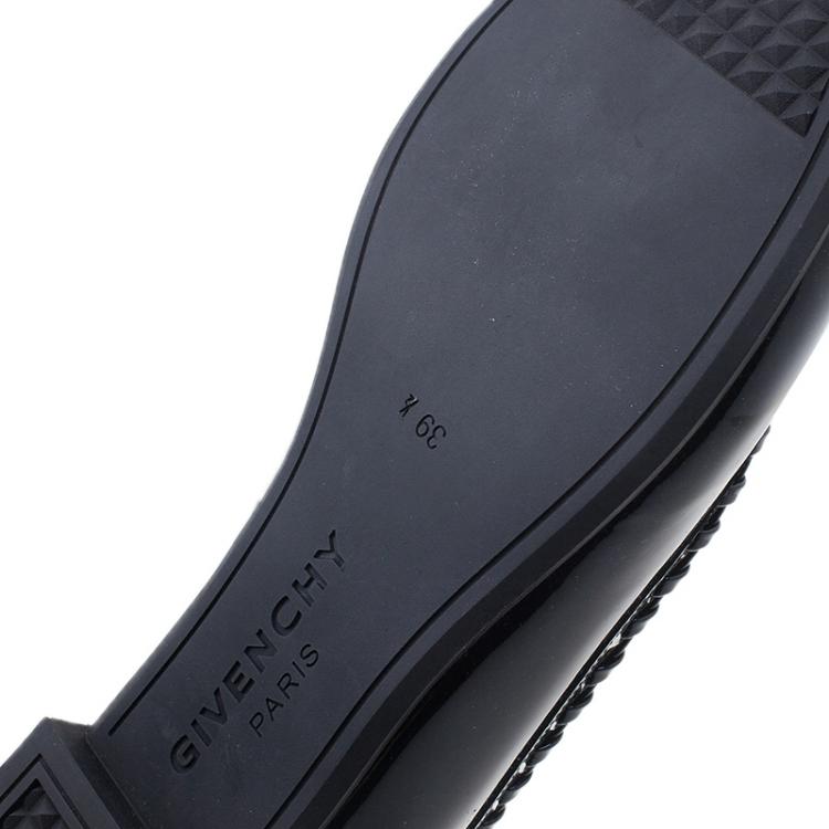 Pre Owned Givenchy Black Star Studded Whipstitch Leather Ballet Flats Size 39.5