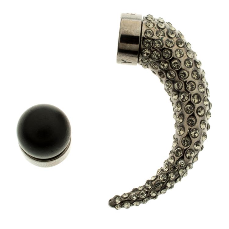 Pre Owned Givenchy Magnetic Horn Silver Tone Single Stud Earring