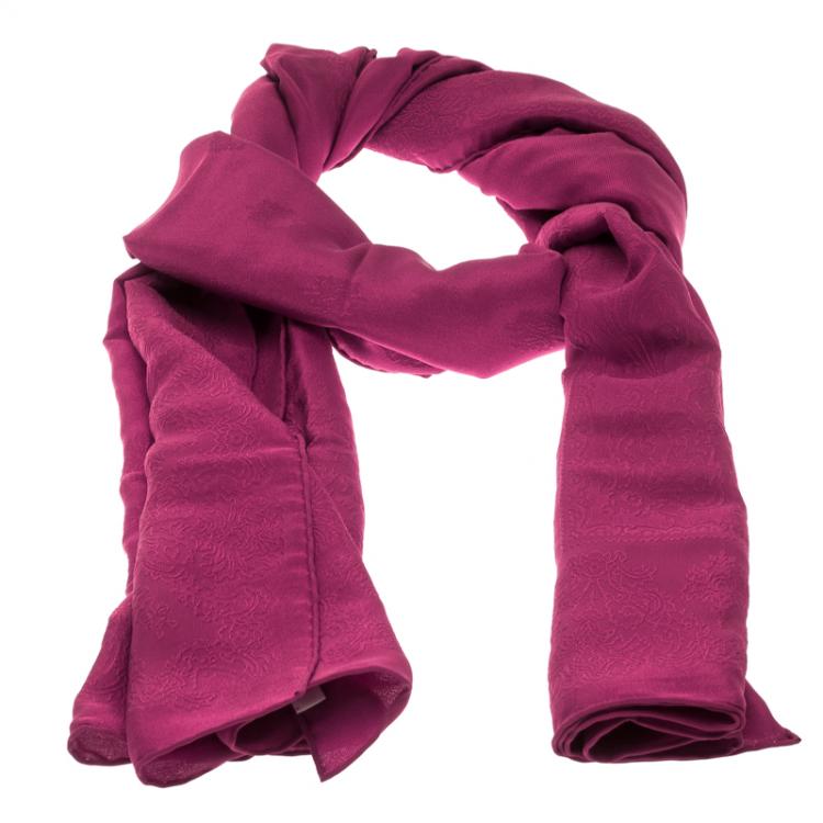 Pre Owned Givenchy Pink Floral Silk Jacquard Scarf
