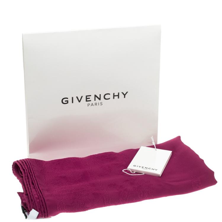 Pre Owned Givenchy Pink Floral Silk Jacquard Scarf